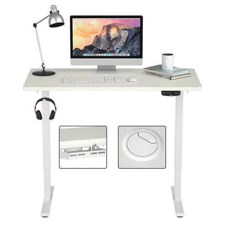 Costway Electric Standing Desk Sit to Stand Height Adjustable Dual Motor HW68157WH-S+HW67380US