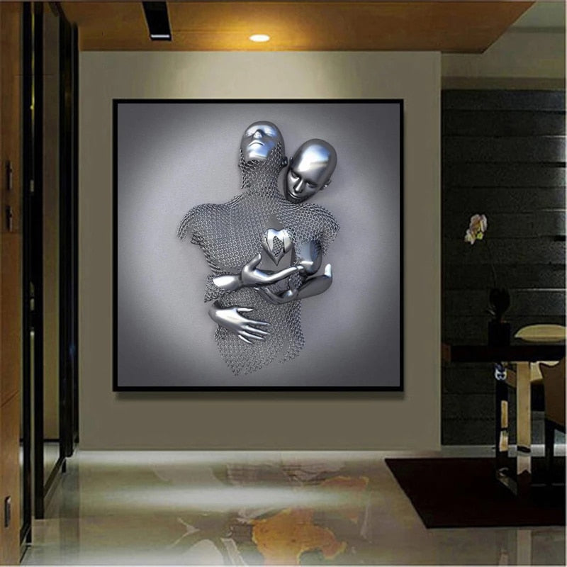 Modern Love in Silver Canvas Prints