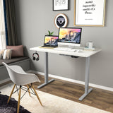 Costway Electric Standing Desk Sit to Stand Height Adjustable Dual Motor Grey HW67380US-GR+HW68157WH-M