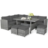 7 Piece Patio Rattan Dining Set