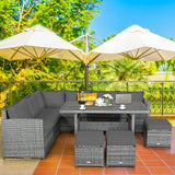 7 Piece Patio Rattan Dining Set