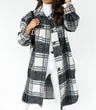 Plaid Printed Turn Down Collar Long Coat