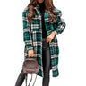 Plaid Printed Turn Down Collar Long Coat