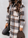 Plaid Printed Turn Down Collar Long Coat