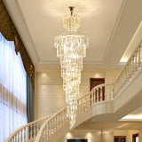 New Design Large Decorative High Ceilings Living Room Chrome Pendant Modern Luxury Crystal Chandelier