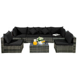 7 Piece Patio Rattan Furniture Set