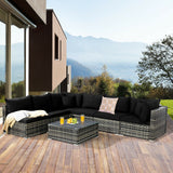 7 Piece Patio Rattan Furniture Set