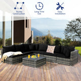 7 Piece Patio Rattan Furniture Set