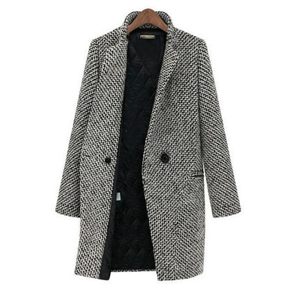 Single Breasted Stand Collar Mid Long Coats