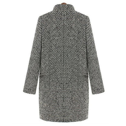 Single Breasted Stand Collar Mid Long Coats