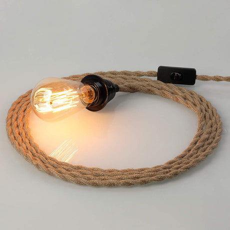 Industrial Vintage Style Hemp Cord Covered Power Cord With EU Plug Switch E27 Bulb Lamp Holder Cord Sets 3 Heads Chandelier