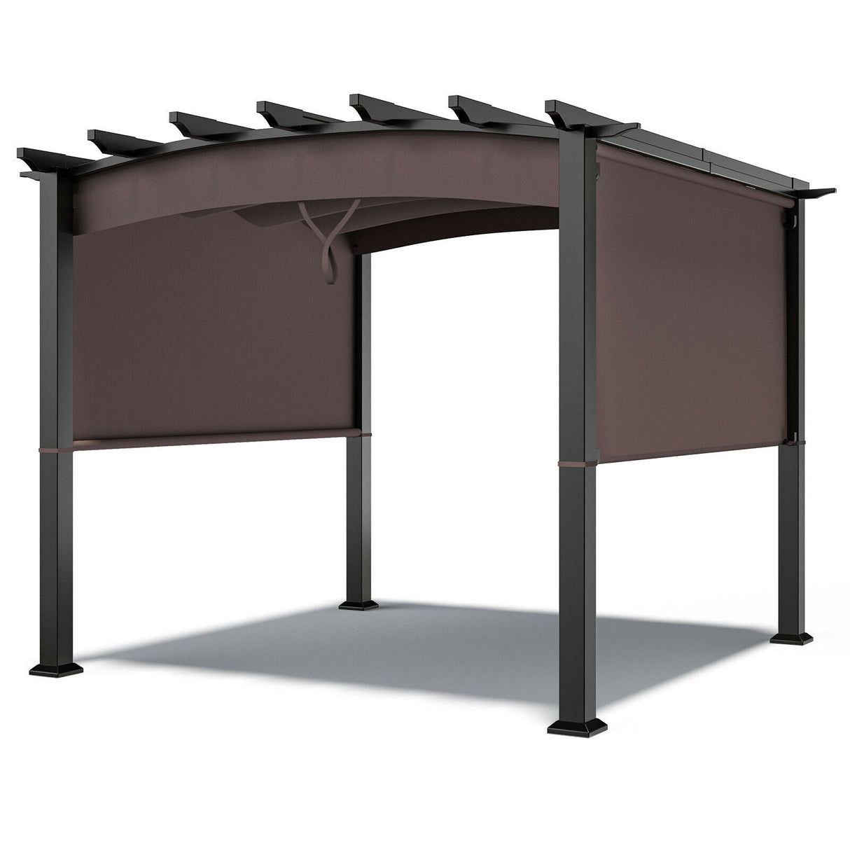 10 ft x 10 ft Patio Pergola Gazebo Sun Shade Shelter W/Retractable Canopy