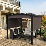 10 ft x 10 ft Patio Pergola Gazebo Sun Shade Shelter W/Retractable Canopy