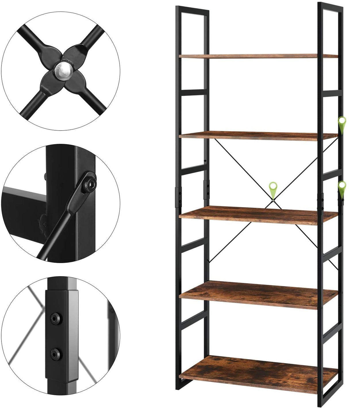 5 Tier Industrial Open Bookcase