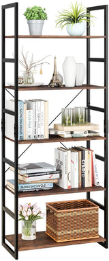 5 Tier Industrial Open Bookcase