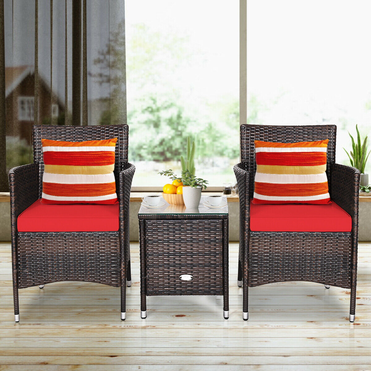 3 Piece Rattan Wicker Furniture Set