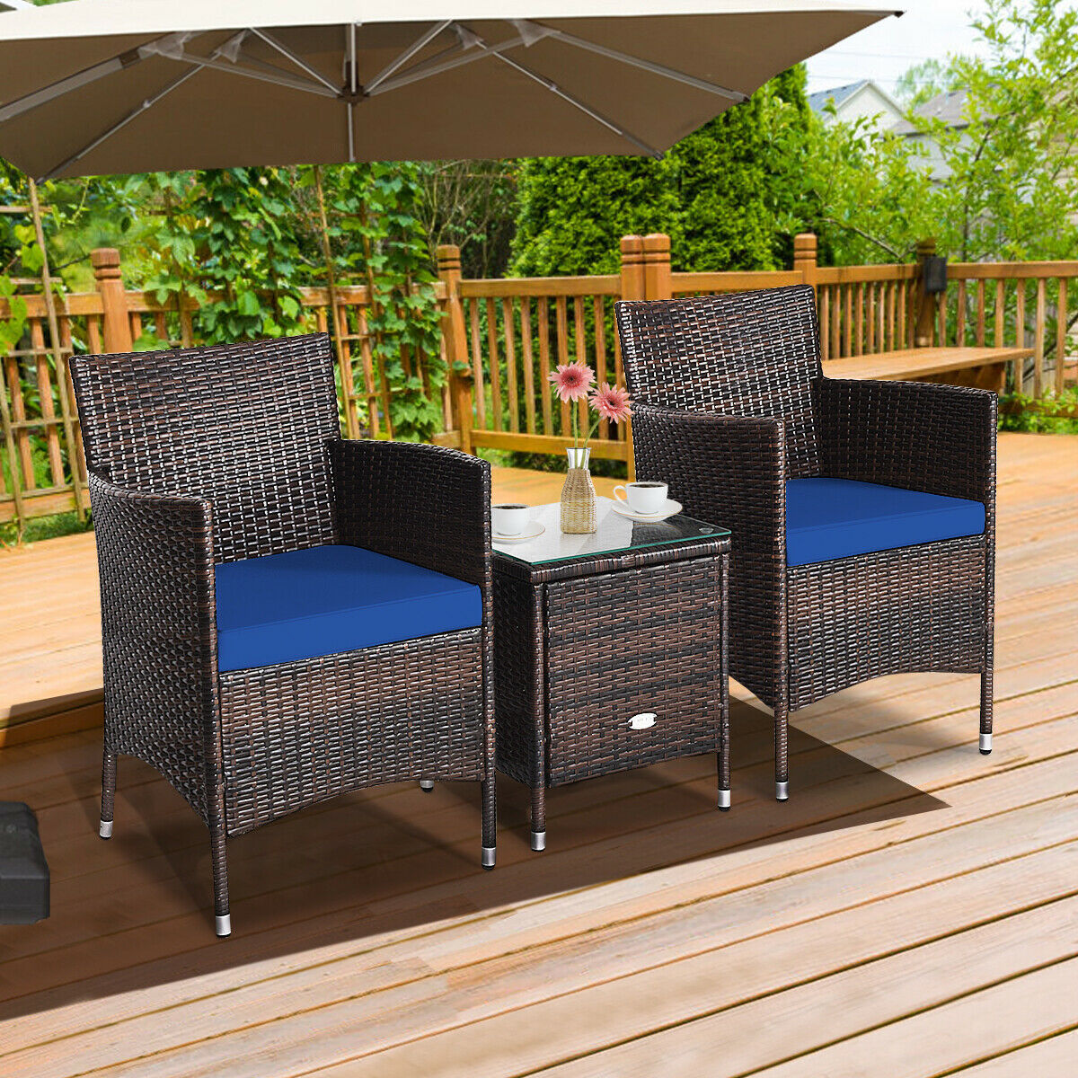 3 Piece Rattan Wicker Furniture Set