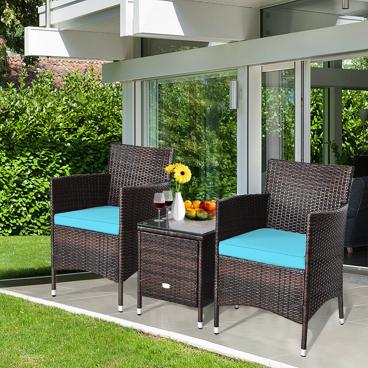 3 Piece Rattan Wicker Furniture Set