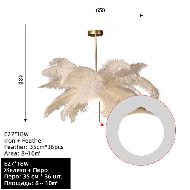 Feather Light Pendant Feathers LED Chandelier