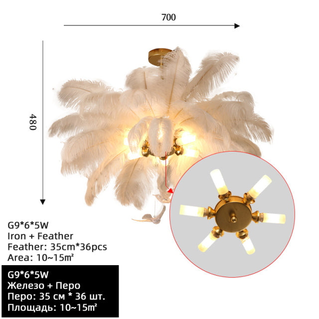 Feather Light Pendant Feathers LED Chandelier