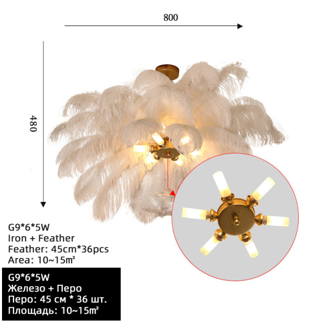 Feather Light Pendant Feathers LED Chandelier