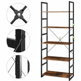 5 Tier Industrial Open Bookcase