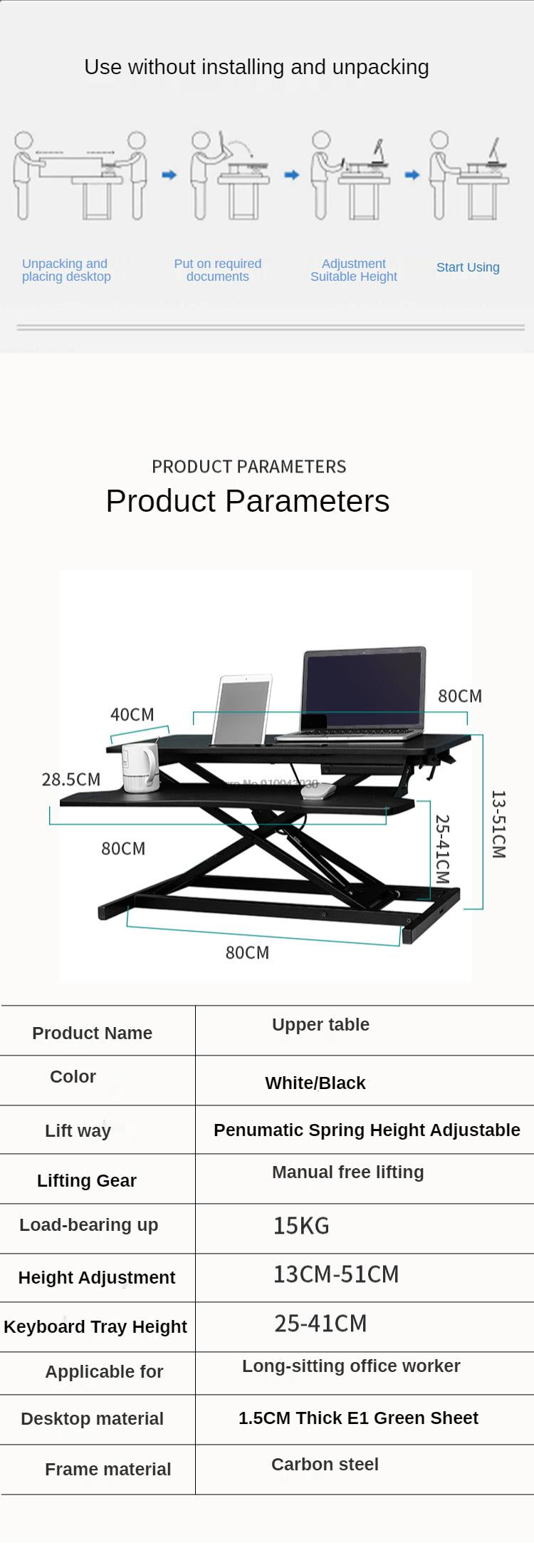 Adjustable Height Sit Stand Table Foldable Laptop Computer Table Lifting Computer Table For The Sedentary Strong Bearing