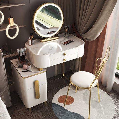 Modern White Luxury Nordic 4 Drawer Vanity With Makeup Storage