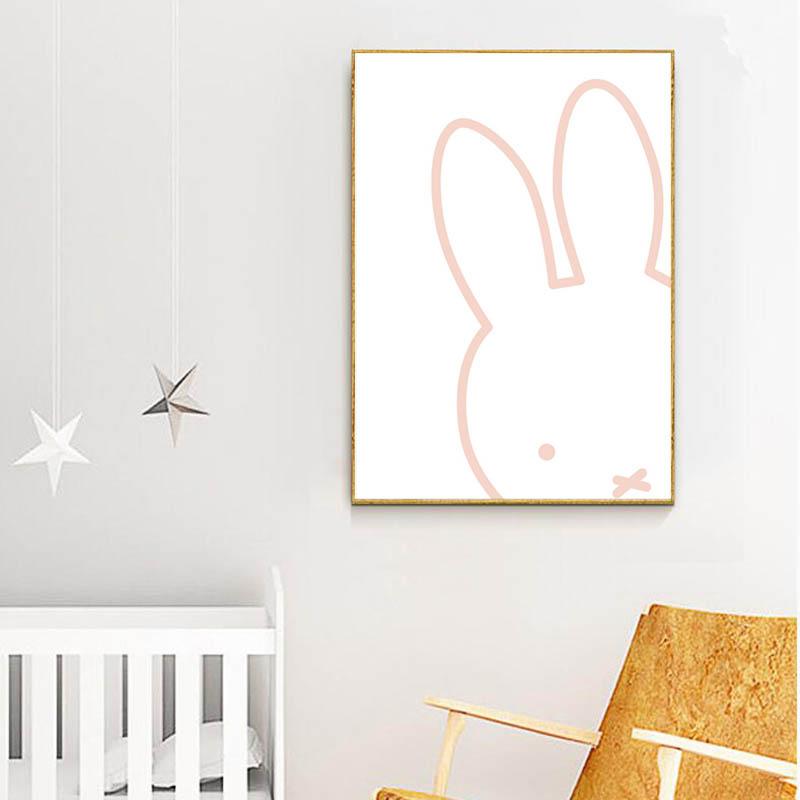 Kids Bunny Rabbit Hello Quote Gifts Girl Wall Art Canvas Decorative Pictures Poster Print Wall Art Room Kids Decor