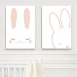 Kids Bunny Rabbit Hello Quote Gifts Girl Wall Art Canvas Decorative Pictures Poster Print Wall Art Room Kids Decor