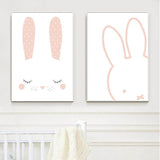 Kids Bunny Rabbit Hello Quote Gifts Girl Wall Art Canvas Decorative Pictures Poster Print Wall Art Room Kids Decor