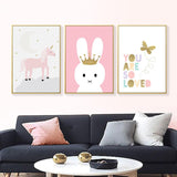 Kids Unicorn Bunny Rabbit Lovely Quote Gifts Girl Wall Art Canvas Decorative Pictures Poster Print Wall Art Room Kids Decor