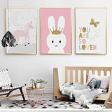 Kids Unicorn Bunny Rabbit Lovely Quote Gifts Girl Wall Art Canvas Decorative Pictures Poster Print Wall Art Room Kids Decor