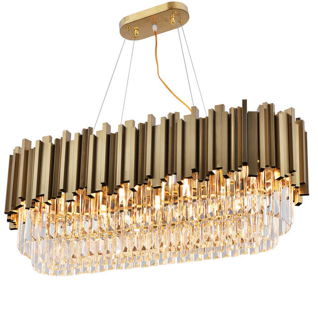 rectangular chandelier with crystals