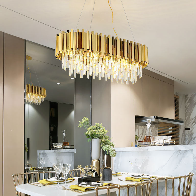 rectangular crystal drop chandelier