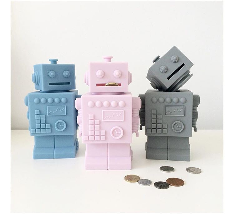 Mr Robert Silicone Robot Money Box Nursery Boy or Girl Gift Kids Decor