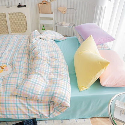 Pastel Grid Bedding Set