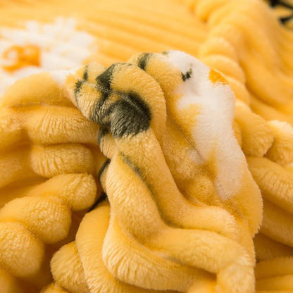 Chamomile Yellow Ribbed Plush Throw Blanket