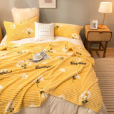 Chamomile Yellow Ribbed Plush Throw Blanket