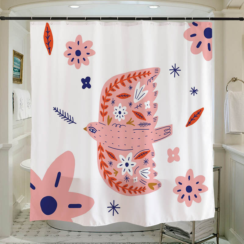 Pink Flying Bird Shower Curtain