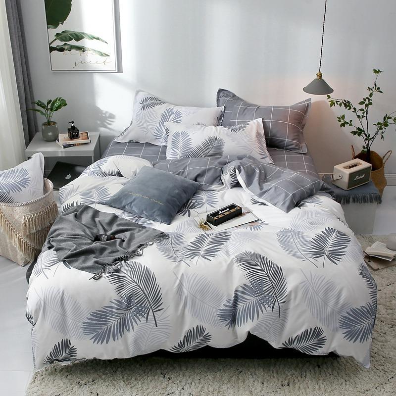 Grey Palm Leaf Bedding Set