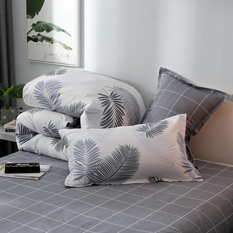 Grey Palm Leaf Bedding Set