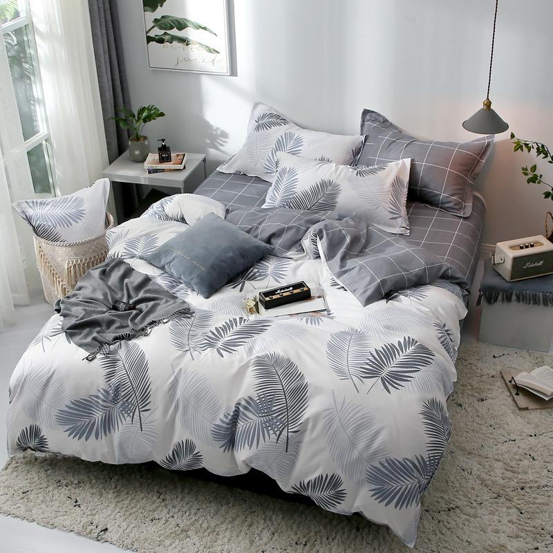 Grey Palm Leaf Bedding Set