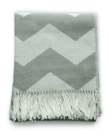Throw Blanket - Grey and White Chevron Zig Zag Pattern