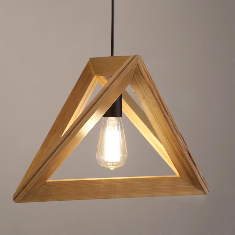 Wooden triangle pendant light