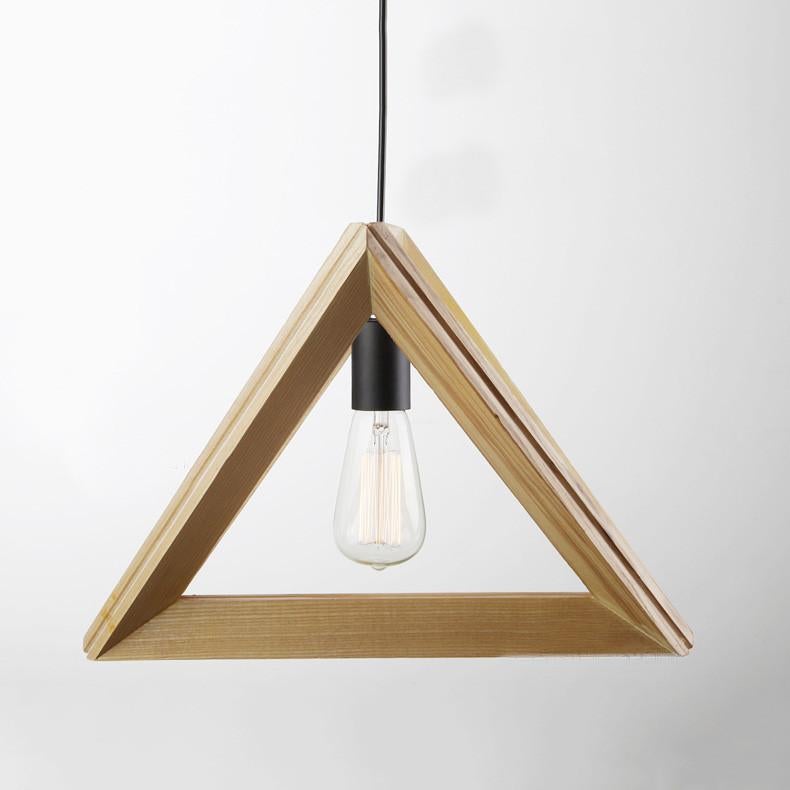 Wooden triangle pendant light