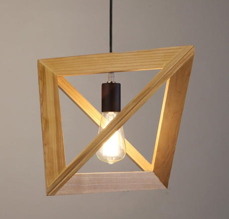 Wooden triangle pendant light