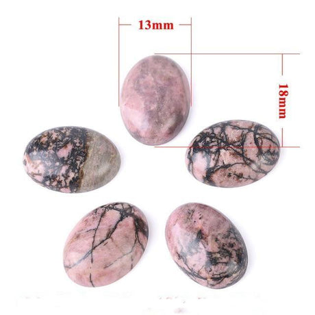 Oval Natural Black Line Rhodonite Stones