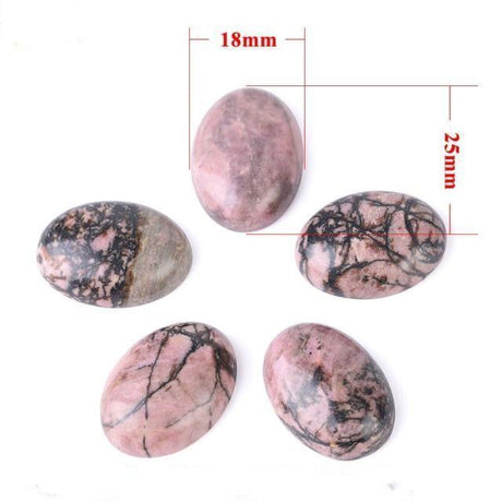 Oval Natural Black Line Rhodonite Stones