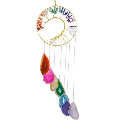 Chakra Crystal Tree Of Life Agate Slices Suncatcher